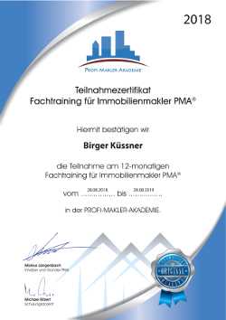 Zertifikat PMA Fachtraining